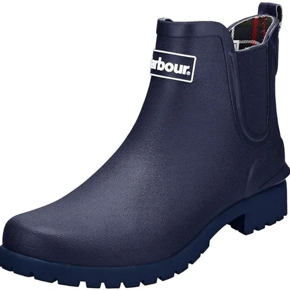 NEW Barbour Women's Wilton Wellington Ankle Rain Boots WATERPROOF BOOTIES Navy - Picture 2 of 5